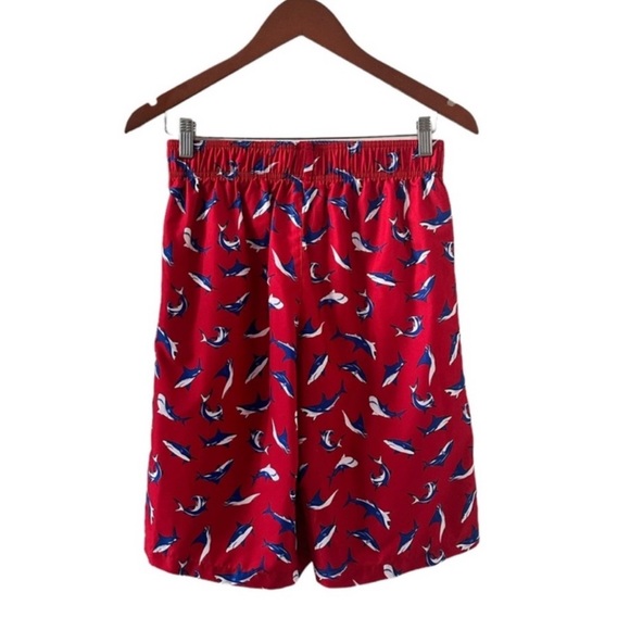 NEW OP Red Shark Print Swim Trunks Size XL - Picture 1 of 5
